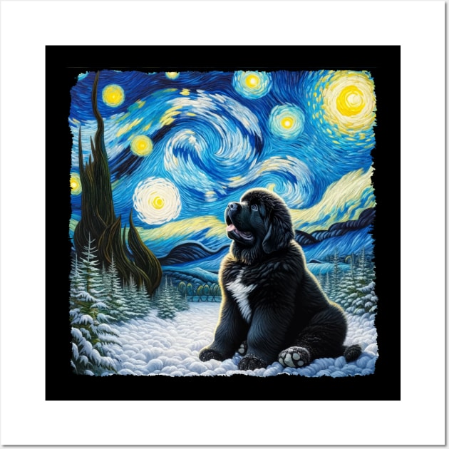 Starry Newfoundland Dog Portrait - Pet Portrait Wall Art by starry_night